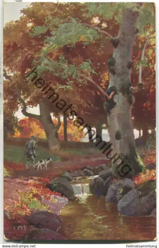 Jäger mit Hund - signiert Fridolin Alexander - gel. 1913