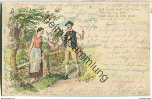 Mei Schatz ischt kei Zucker.... signiert C. Schinauk - Verlag Friedrich Autenrieth Stuttgart - gel. 1902