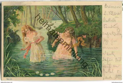 im Wasser spielende Mädchen - gel. 1903