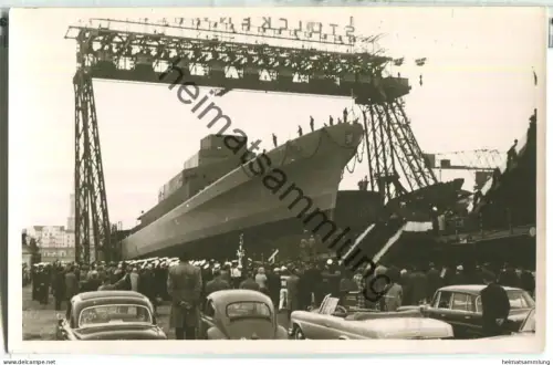 Zerstörer Hessen D 184 - Stapellauf - Foto rückseitig ohne AK-Einteilungrlag