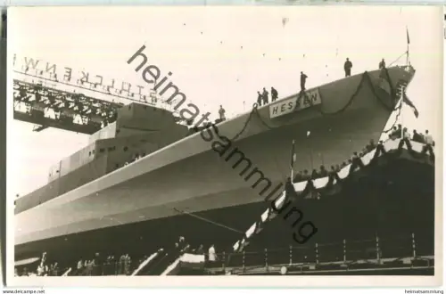 Zerstörer Hessen D 184 - Stapellauf - Foto rückseitig ohne AK-Einteilung