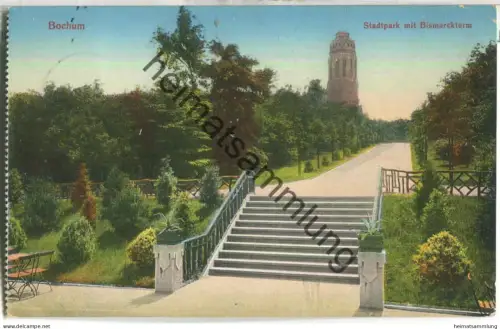 Bochum - Stadtpark - Bismarkturm - Verlag Cramers Kunstanstalt Dortmund - links perforiert - gel. 1913