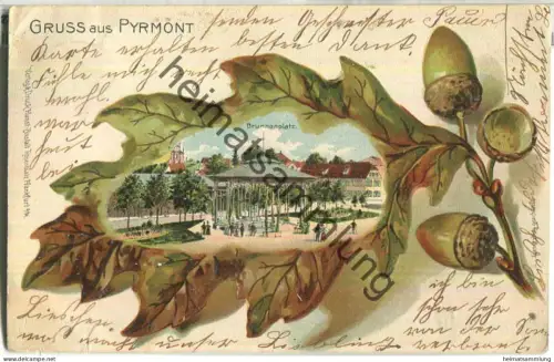 Bad Pyrmont - Brunnenplatz - Prägedruck - Verlag Rosenblatt Frankfurt - gel. 1905