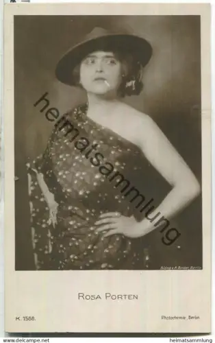 Rosa Porten - Verlag Photochemie Berlin K. 1588 - Rückseite beschrieben 1918