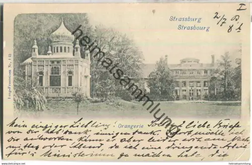Strassburg - Orangerie - Verlag Lang-Froereisen No. 143 - gel. 1903