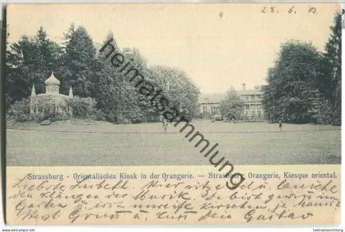 Strassburg - Orangerie - orientalischer Kiosk - ohne Verlagsangaben - gel. 1903