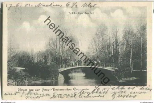 Strassburg - Orangerie - Brücke über den See - Verlag B. W. & Cie - gel. 1903
