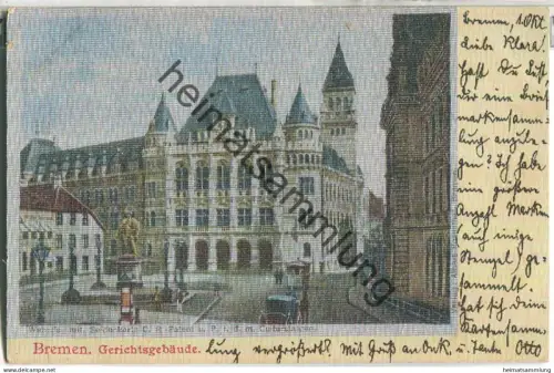 Bremen - Gerichtsgebäude - Wehrt's imitierte Seidenkarte - Verlag Albert Rosenthal Bremen - gel. 1902