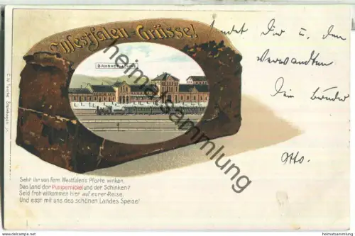 Löhne - Bahnhof - Verlag C. W. Tasche Steinhagen - gel. 1901