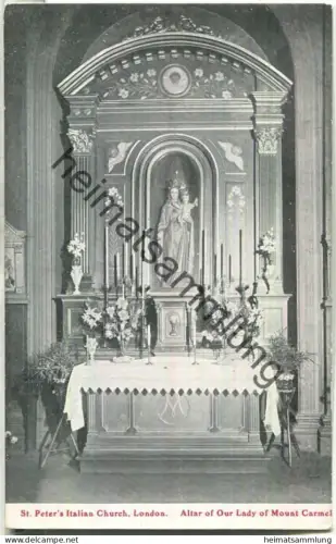 St. Peter 's Italian Church London ca. 1910 - Altar of Our Lady of Mount Carmel