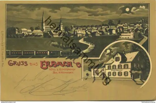 Erbach im Odenwald - Hotel zum Schützenhof Besitzer W. Nieratzky - Verlag G. Blümlein & Co Frankfurt gel. 1900