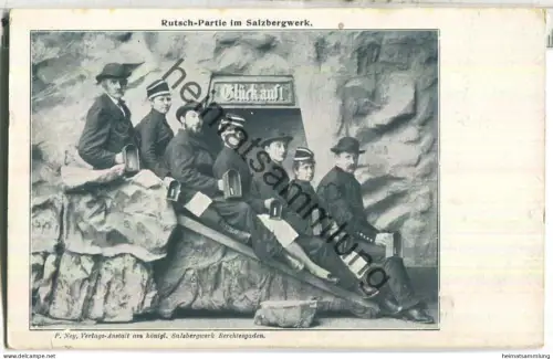 Rutschpartie im Salzbergwerk - P. Ney Verlags-Anstalt am königl. Salzbergwerk Berchtesgaden ca. 1900