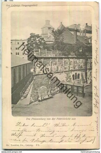 Leipzig - Die Pleissenburg von der Peterbrücke aus - Aus Leipzigs Vergangenheit - Verlag Dr. Trenkler Co. Leipzig