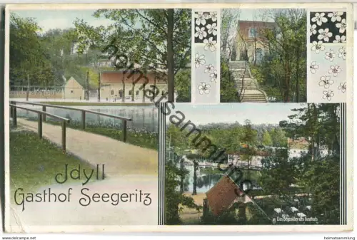 Idyll - Gasthof Seegeritz - Kirche - Verlag Carl Drechsler Leipzig - gel. 1911