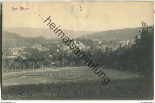 Bad Elster - Verlag Hermann Poy Dresden 1909 - Nadelloch oben Mitte - gel. 1909