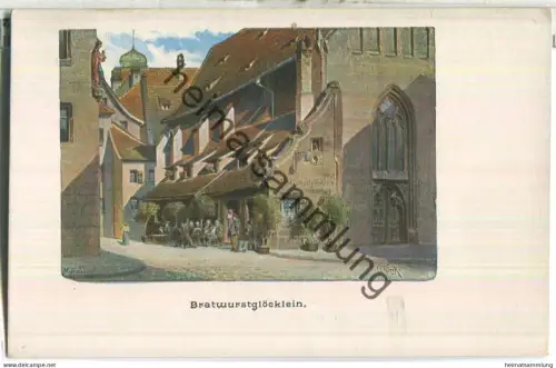 Nürnberg - Bratwurstglöcklein - Künstlerkarte - Aquarell signiert O. Wiegk ca. 1900