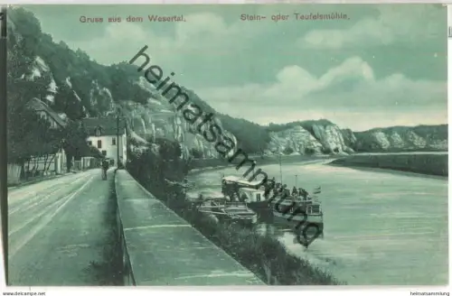 Gruss aus dem Wesertal - Stein- oder Teufelsmühle - Verlag Carl Thoericht Hann. Münden ca. 1910