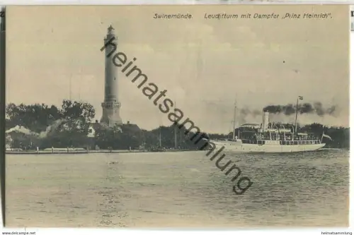 Swinemünde - Leuchtturm mit Dampfer Prinz Heinrich