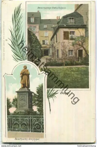 Bonn - Beethoven Denkmal - Geburtshaus - Verlag Ottmar Zieher München ca. 1900