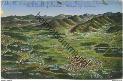 Mülhausen im Elsass (Mulhouse) - Das Schlachtfeld in den Vogesen - Verlag Emil Hartmann Strassburg gel. 1915