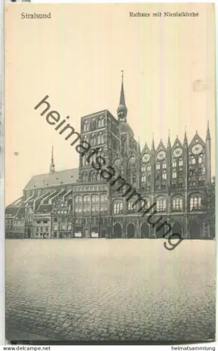 Stralsund - Rathaus mit Nicolaikirche ca. 1910