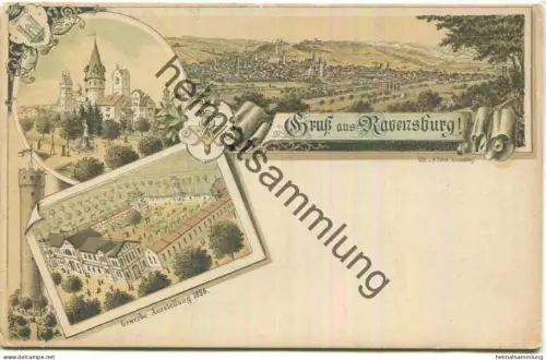 Ravensburg - Gewerbe Ausstellung 1896 - Farb-Lithographie - Verlag A Ulrich Ravensburg