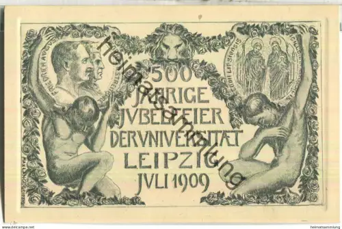 Offizielle Postkarte zur 500jährigen Jubiläumsfeier der Universität Leipzig 1909 signiert Max Lange Leipzig