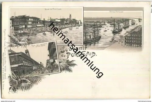 Port Said - Quai - Rue du commerce - Port - Verlag Charles Otto Hayd Munich ca. 1895