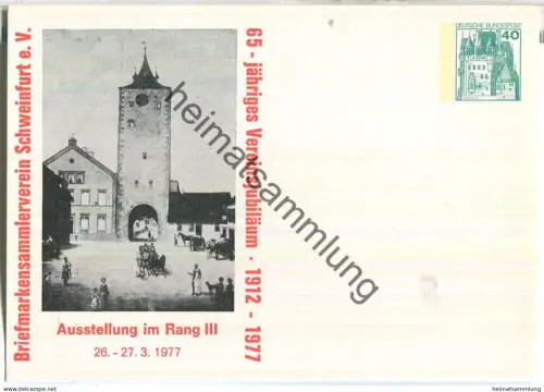 Privatganzsache Bund - Briefmarkensammlerverein Schweinfurt 1977