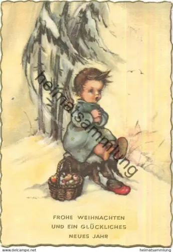 Weihnachten - Engel im Schnee - signiert Hilde - AK Grossformat gel. 1957