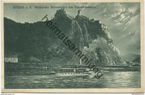 Usti nad Labem - Aussig - Schreckenstein - Nächtliche Bootsfahrt gel. 1930