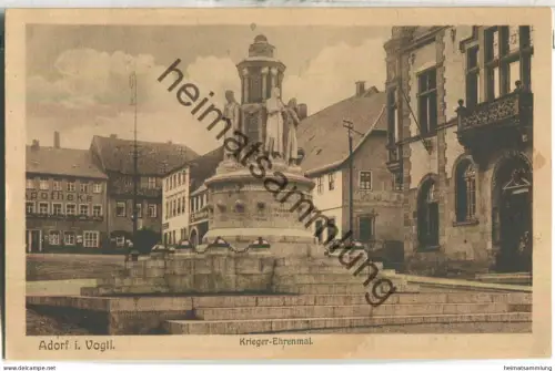 Adorf im Vogtland - Krieger Ehrenmal - Verlag Bruno Prüfer Adorf - gel. 1925