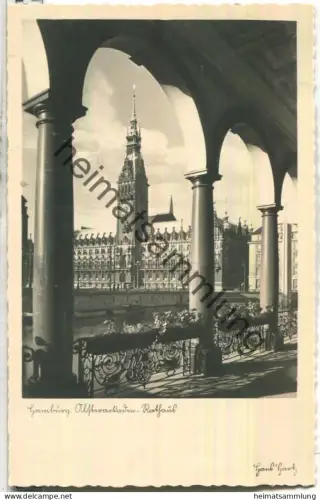Hamburg - Alsterarkaden - Rathaus - Foto-Ansichtskarte - Verlag Hans Andres Hamburg