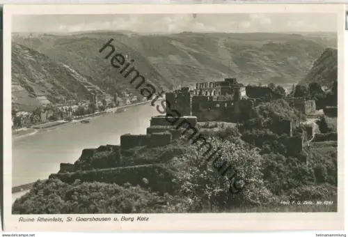 Ruine Rheinfels - St. Goarshausen und Burg Katz - Foto-Ansichtskarte  - Verlag F. G. Zeitz Königssee