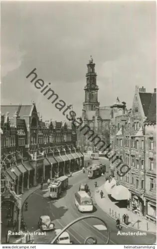 Amsterdam - Raadhuisstraat - Strassenbahn - Foto-AK