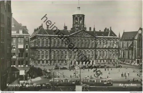 Amsterdam - Koninklijk Palais - Dam - Strassenbahn - Foto-AK
