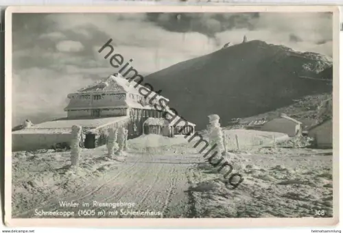 Schneekoppe - Schlesierhaus - Foto-Ansichtskarte - Verlag Wilh. Müller Herischdorf - gel. 1940