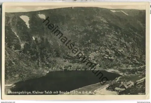 Riesengebirge - Kleiner Teich mit Baude - Foto- Ansichtskarte - Verlag W. Staudte Hirschberg (E86201y)gel. 1937