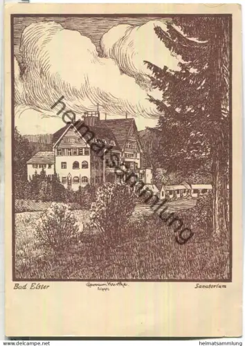 Bad Elster - Sanatorium - Künstlerkarte Hermann Knothe Leipzig