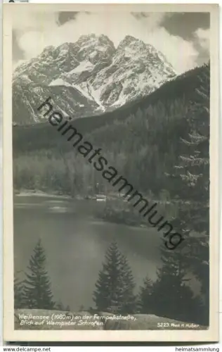 Weissensee an der Fernpassstrasse - Blick auf Wampeter - Schrofen - Foto-Ansichtskarte - Verlag Hans Huber München