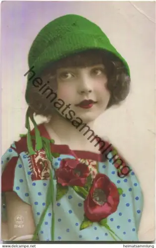 Junge Frau mit Hut - Foto-AK - handcoloriert - Edit P-C Paris 1147 - gel. 1924