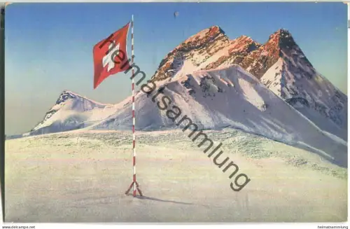 Jungfrau-Joch - Flagge - Blick auf Rottalhorn und Jungfrau - Verlag Schild-Bichsel Brienz