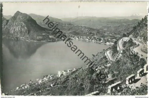 Lugano - Monte San Salvatore e Monte Rosa - Foto-Ansichtskarte - Verlag Ditta G. Mayr Lugano - gel. 1956