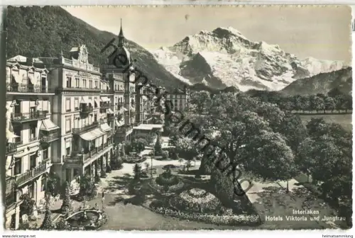 Interlaken - Hotels Victoria und Jungfrau - Foto-Ansichtskarte - Verlag Photoglob-Wehrli AG Zürich