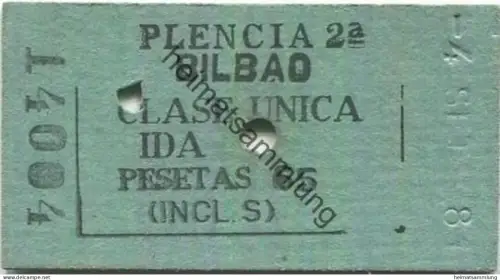 Spanien - Plencia - Bilbao - Fahrkarte