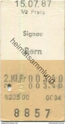 Schweiz - Signau Bern - Fahrkarte 1987 1/2 Preis