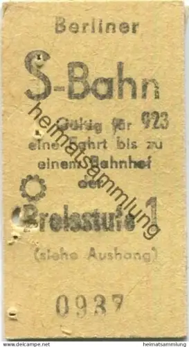 Deutschland - Berlin - Berliner S-Bahn - Gültig für eine Fahrt bis zu einem Bahnhof der Preisstufe 1 - Fahrkarte