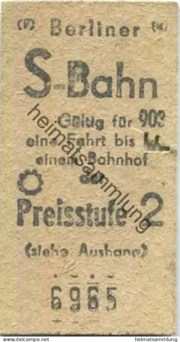 Deutschland - Berlin - Berliner S-Bahn - Gültig für eine Fahrt bis zu einem Bahnhof der Preisstufe 2 - Fahrkarte