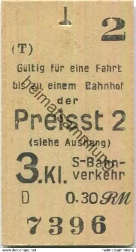 Deutschland - Berlin - Berliner S-Bahnverkehr - Gültig für eine Fahrt bis zu einem Bahnhof der Preisstufe 2 - Fahrkarte