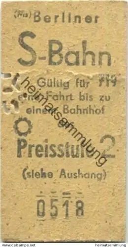 Deutschland -Berlin - Berliner S-Bahn - Gültig für eine Fahrt bis zu einem Bahnhof der Preisstufe 2 - Fahrkarte